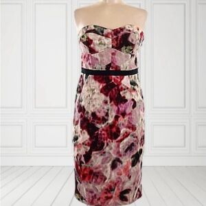 Moulinette Soeurs | Floral Bodycon Midi Dress Strapless  size 8